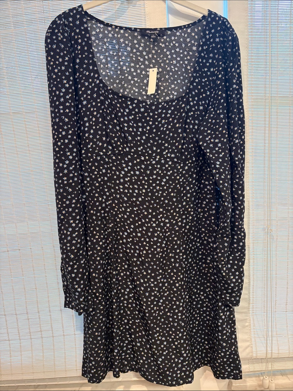 Madewell Black Dress with Blue and Tan Floral Print